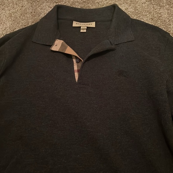 Men’s Burberry Grey Long-sleeve Polo - Picture 5 of 7